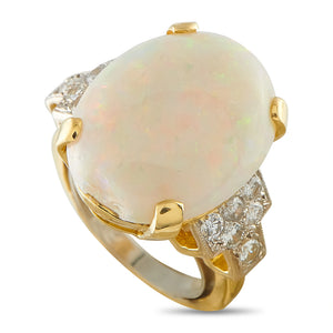 18K Yellow Gold 0.40ct Diamond and Opal Ring