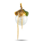 18K Yellow Gold 0.50ct Fancy Diamond, Nephrite Jade, and Baroque Pearl Brooch