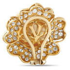 18K Yellow Gold 3.25ct Diamond and Golden Pearls Flower Earrings