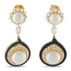 18K Yellow Gold 6.10ct Diamond and Pearl Earrings