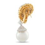 18K Yellow Gold 5.50ct Diamond and Pearl Earrings