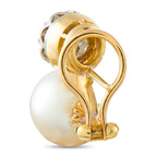 Antique 18K Yellow Gold 1.64ct Old-Cut Diamond and Pearl Earrings