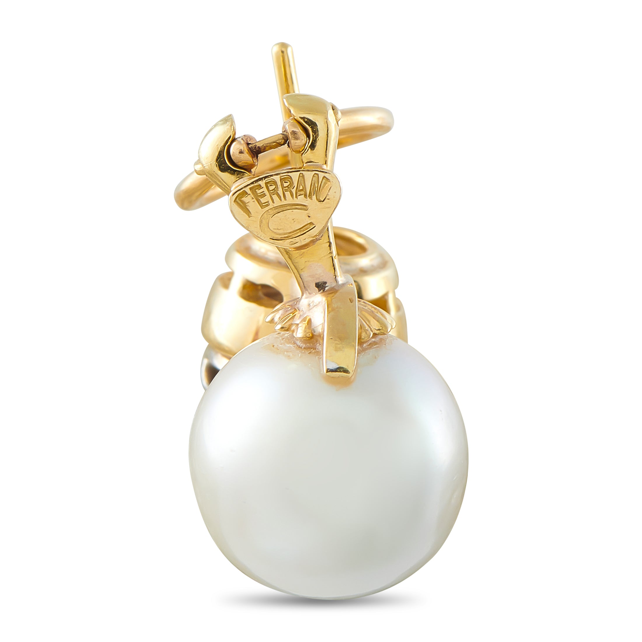 Antique 18K Yellow Gold 1.64ct Old-Cut Diamond and Pearl Earrings