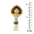 18K Yellow Gold 0.60ct Diamond and Pearl Drop Earrings