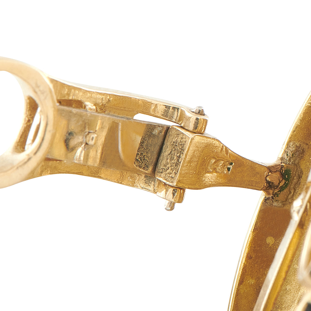 Exclusive 14K Yellow Gold 2.0ct Diamond and Enamel Pearl Clip-On Earrings