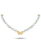 Exclusive 18K Yellow Gold 1.47ct Diamond and Pearl Butterfly Brooch Necklace MF16-081925 – This exquisite necklace offers two