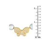 Exclusive 18K Yellow Gold 1.47ct Diamond and Pearl Butterfly Brooch Necklace