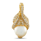 Exclusive  18K Yellow Gold 1.10ct Diamond and Pearl Pendant