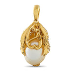 18K Yellow Gold 1.10ct Diamond and Pearl Pendant
