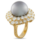 18K Yellow Gold 4.90ct Diamond and Pearl Ring