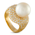 18K Yellow Gold 2.15ct Diamond and Pearl Ring