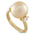 18K Yellow Gold 0.30ct Diamond and Pearl Ring