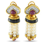 Exclusive 18K Yellow Gold 1.0ct Diamond, Ruby, and Pearl Clip-On Earrings MF20-072925 – Designed with equal parts bold elegan