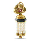 Exclusive 18K Yellow Gold 1.0ct Diamond, Ruby, and Pearl Clip-On Earrings