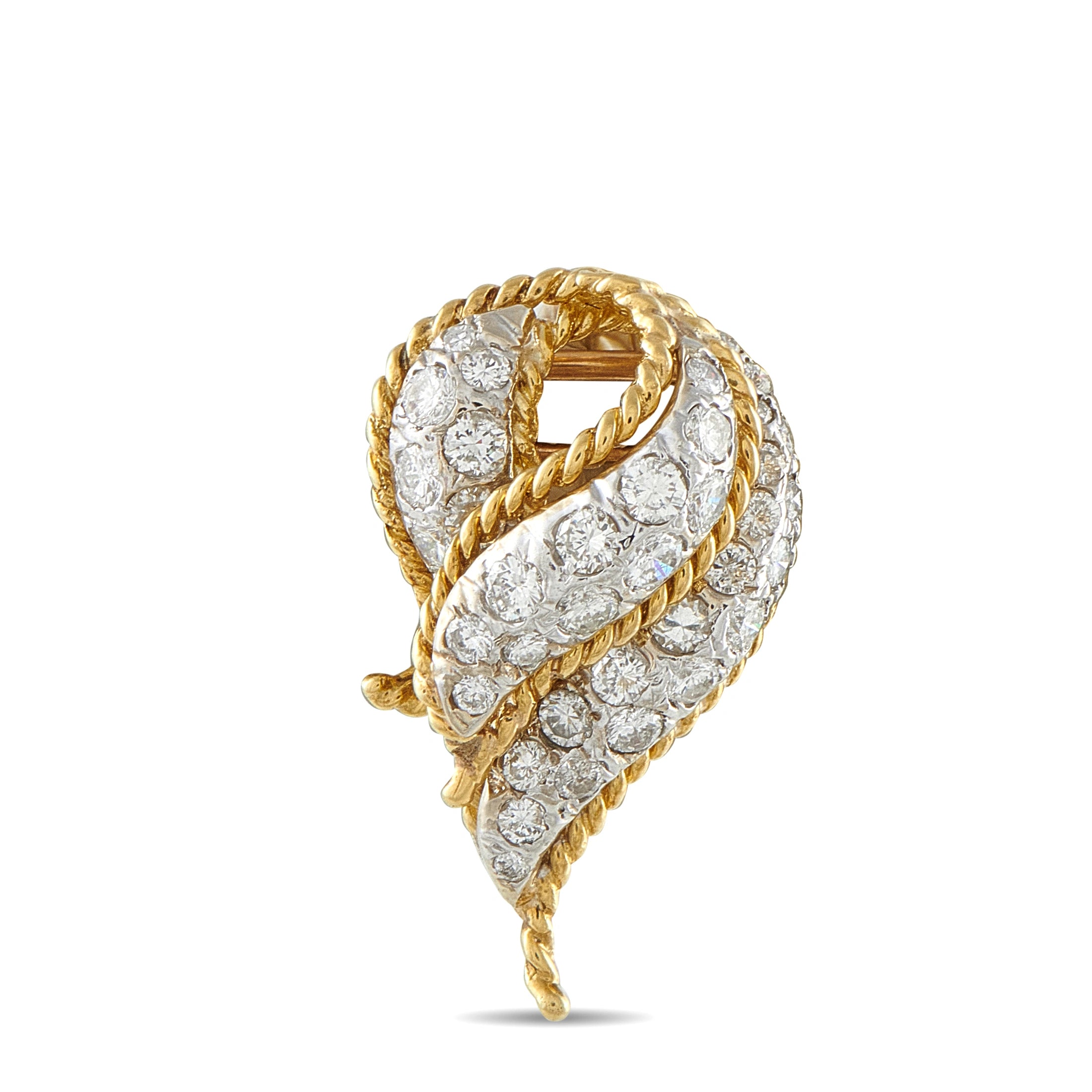 18K Yellow Gold 2.0ct Diamond Swirl Pendant