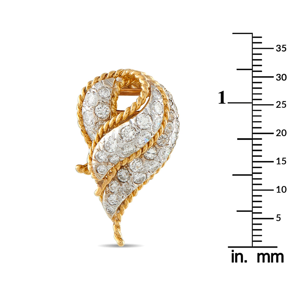18K Yellow Gold 2.0ct Diamond Swirl Pendant
