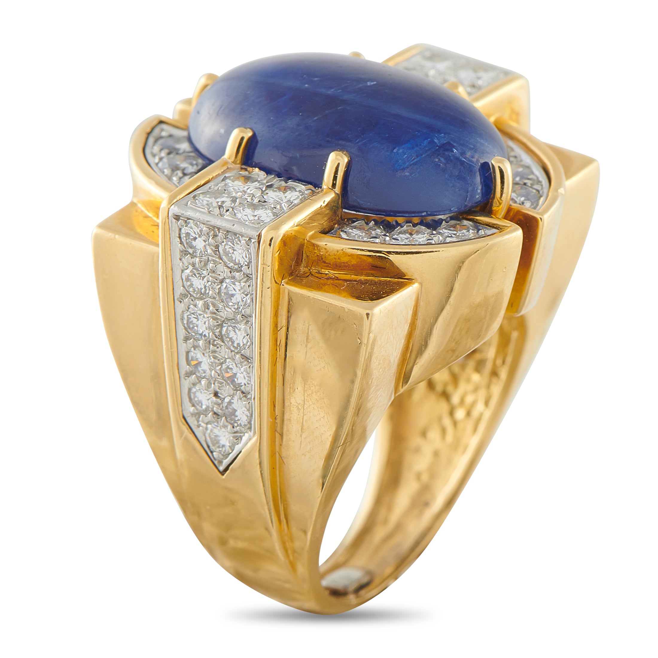 18K Yellow Gold 1.20ct Diamond and Sapphire Ring