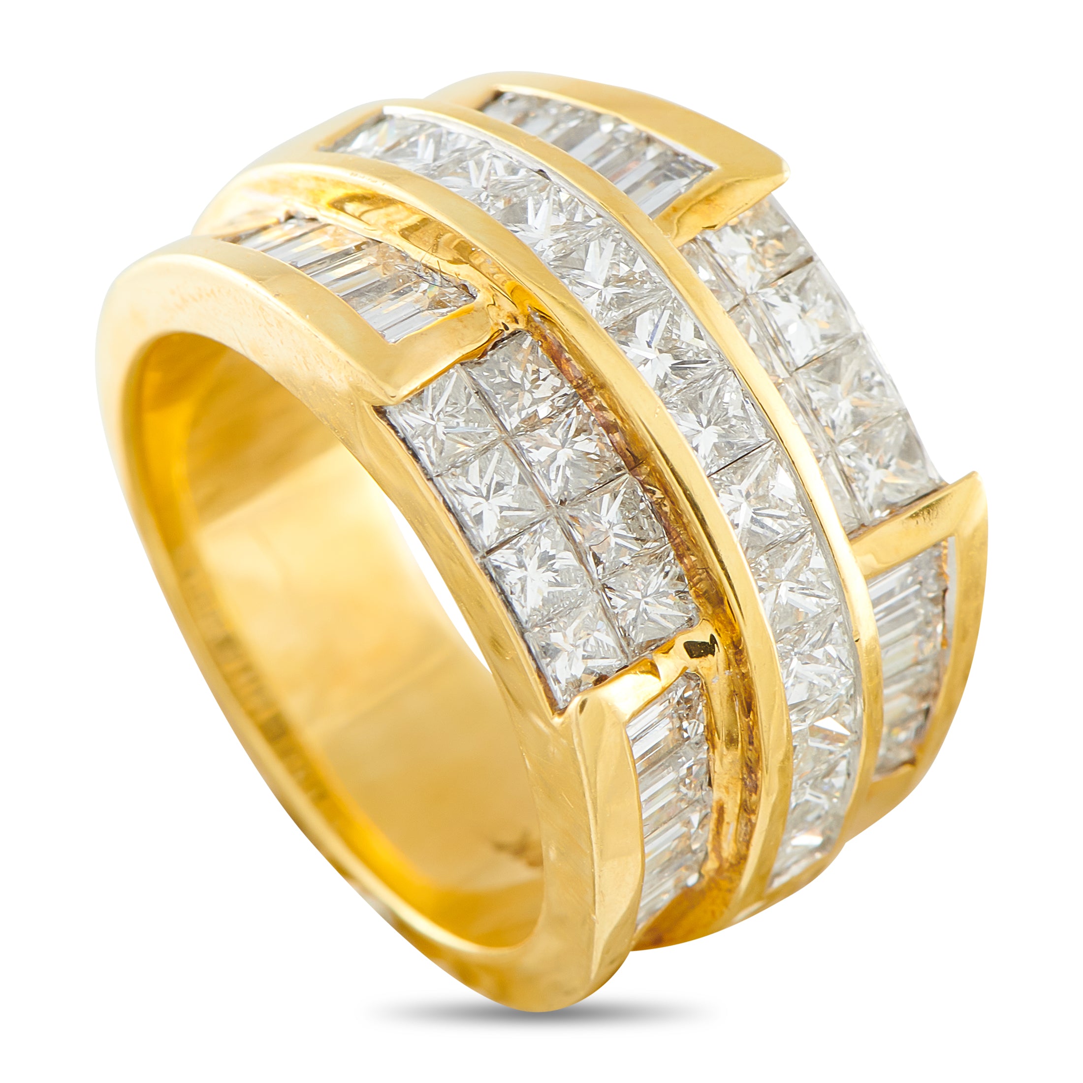 18K Yellow Gold 3.12ct Diamond Tiered Ring
