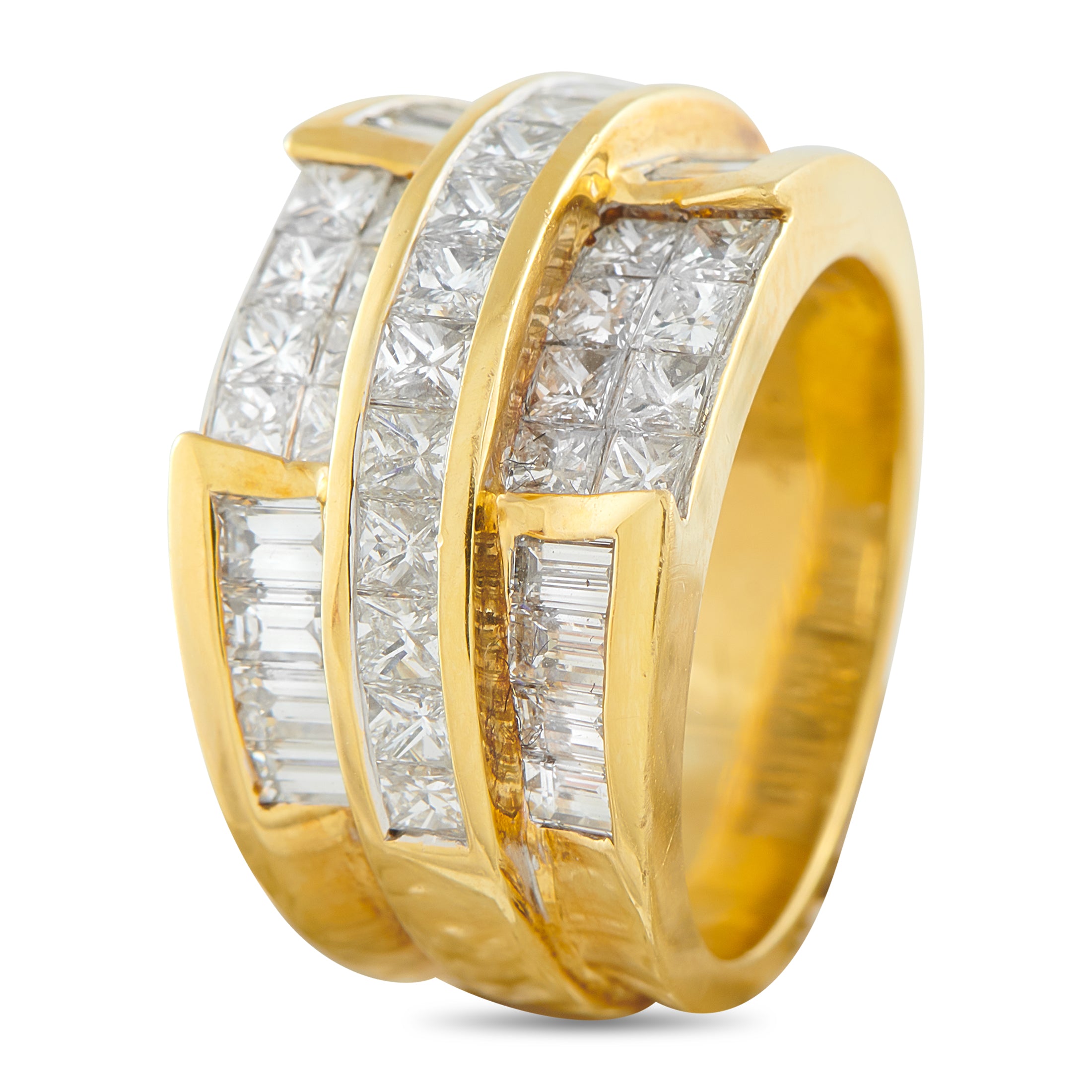 18K Yellow Gold 3.12ct Diamond Tiered Ring
