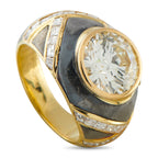 Faraone18K Yellow Gold & Black Enamel 4.72 ct Diamond Ring