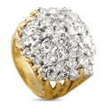 18K Yellow and White Gold 3.5ct Diamond Cluster Ring