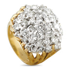 18K Yellow and White Gold 3.5ct Diamond Cluster Ring