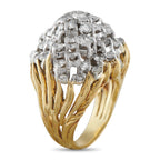 18K Yellow and White Gold 3.5ct Diamond Cluster Ring