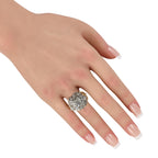 18K Yellow and White Gold 3.5ct Diamond Cluster Ring