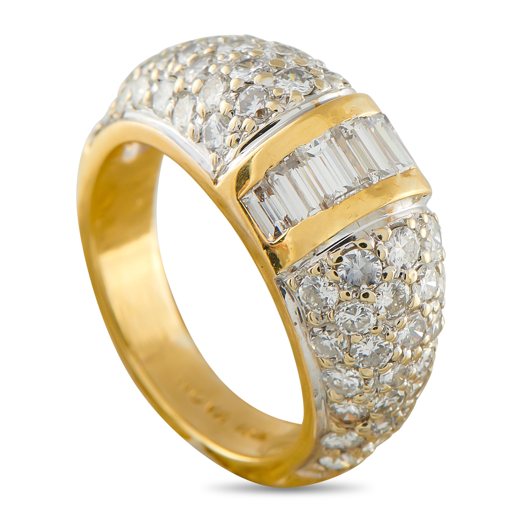 18K Yellow Gold 2.30ct Diamond Dome Ring