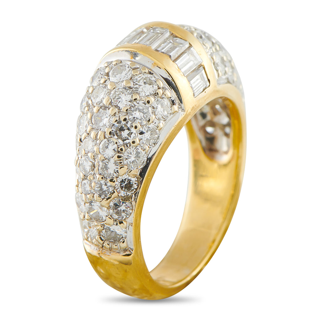 18K Yellow Gold 2.30ct Diamond Dome Ring