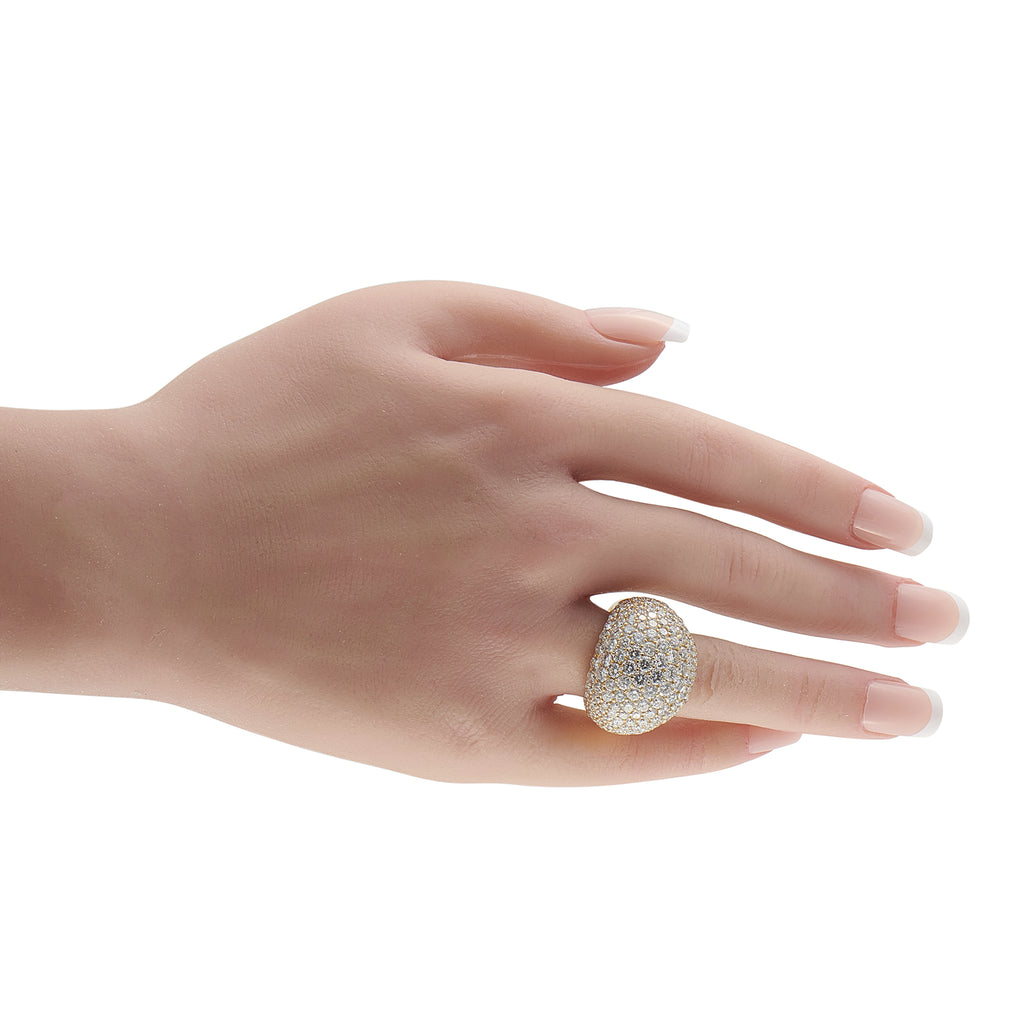 18K Yellow Gold 8.24ct Diamond Dome Ring