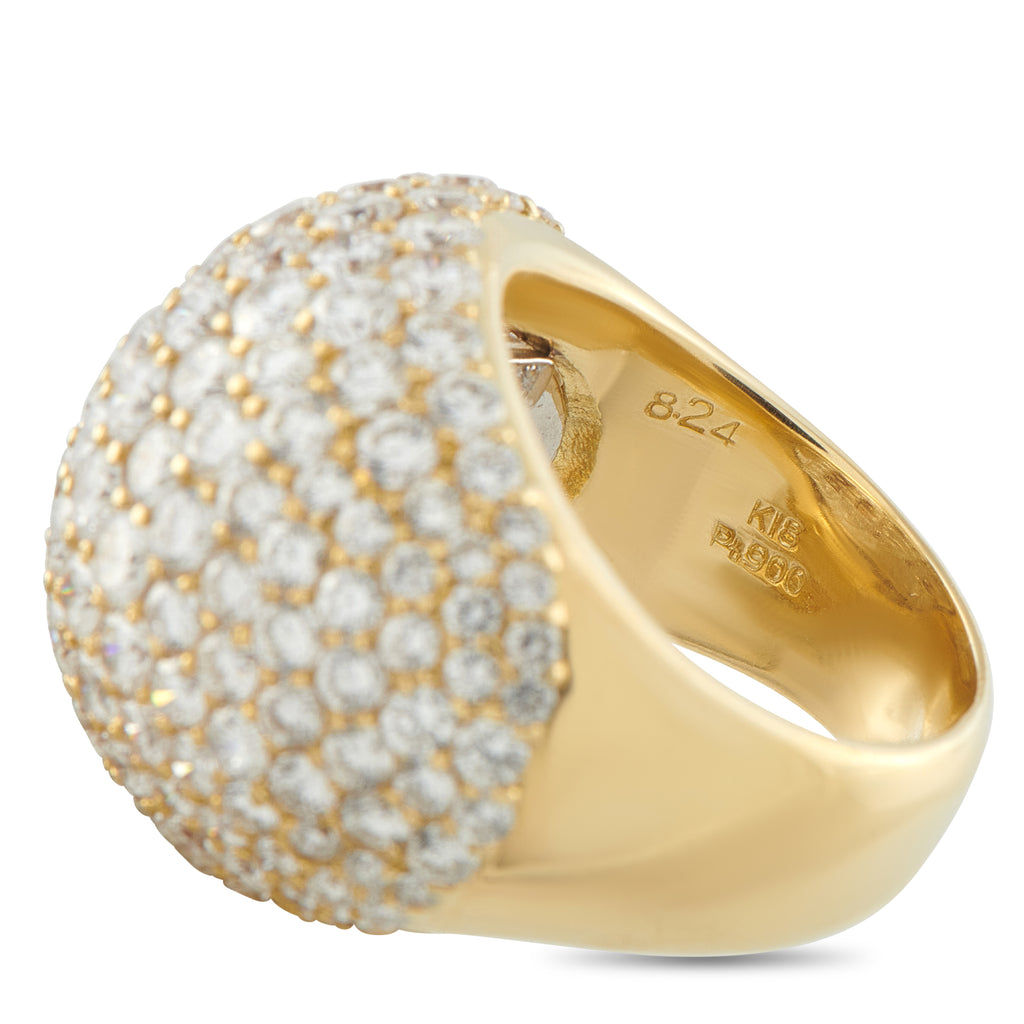 18K Yellow Gold 8.24ct Diamond Dome Ring