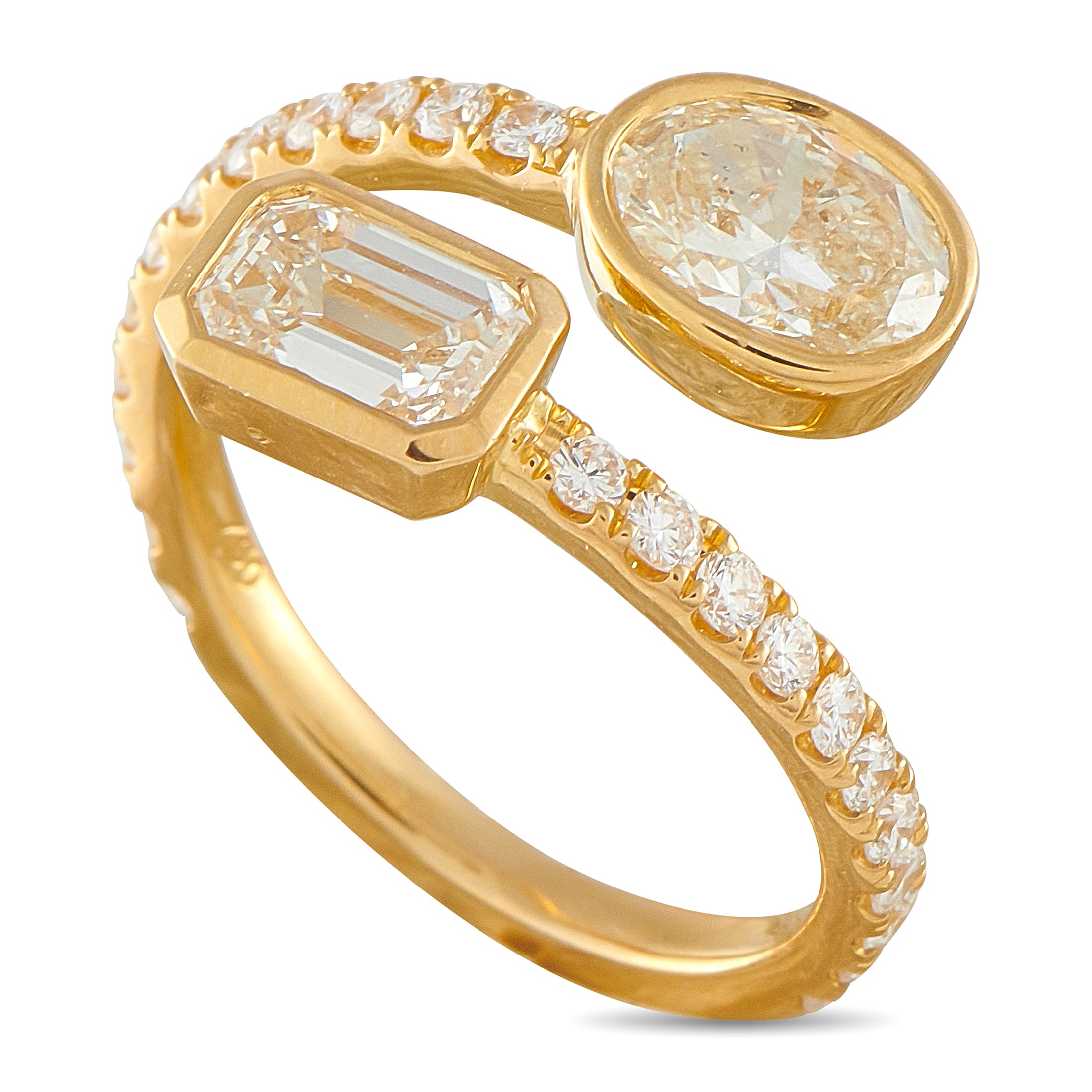 18K Yellow Gold 2.28ct Diamond Bypass Ring
