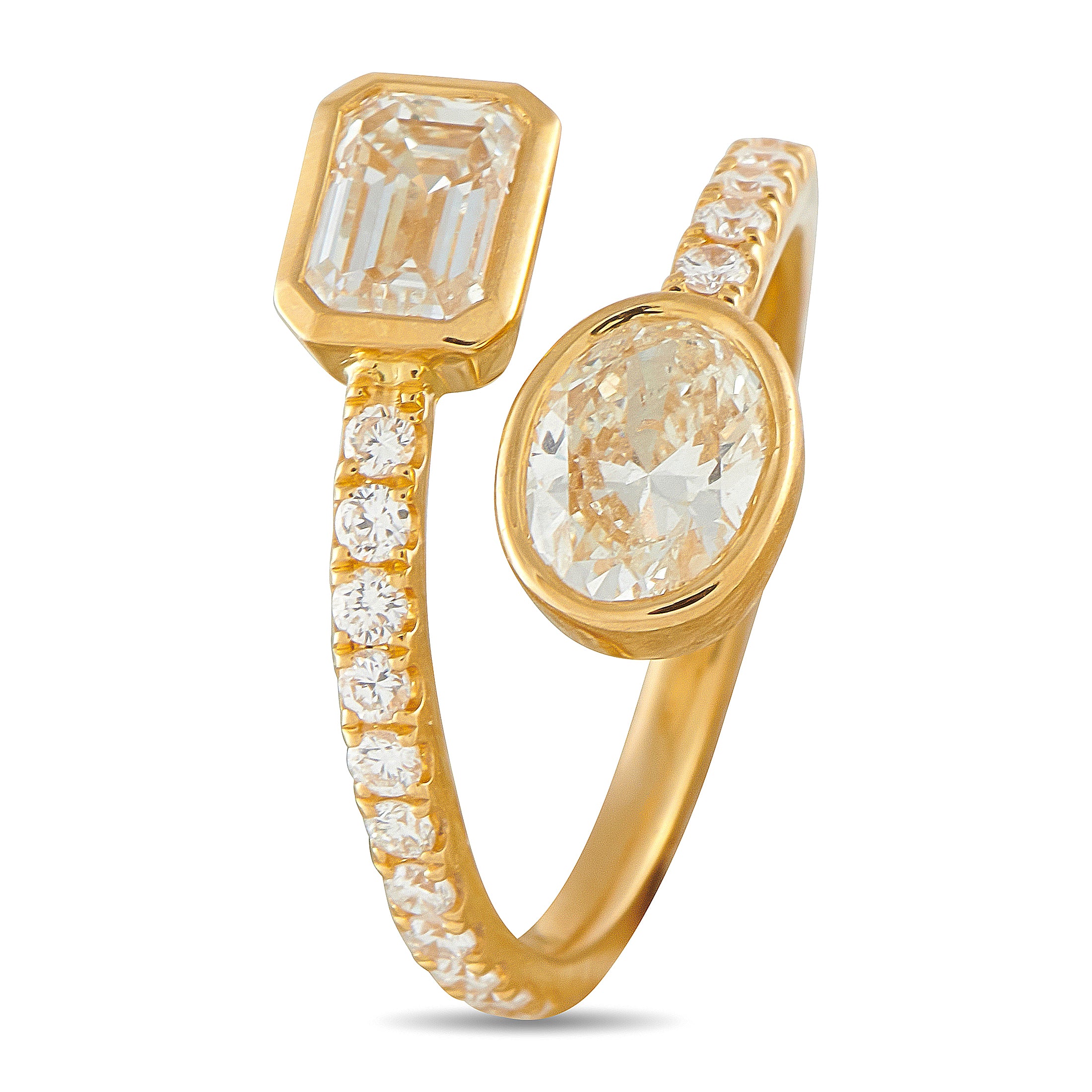 18K Yellow Gold 2.28ct Diamond Bypass Ring