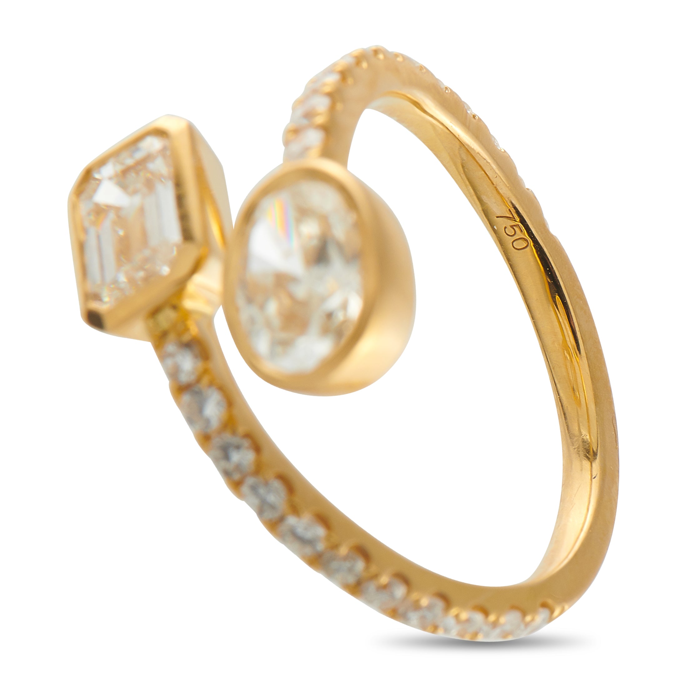 18K Yellow Gold 2.28ct Diamond Bypass Ring