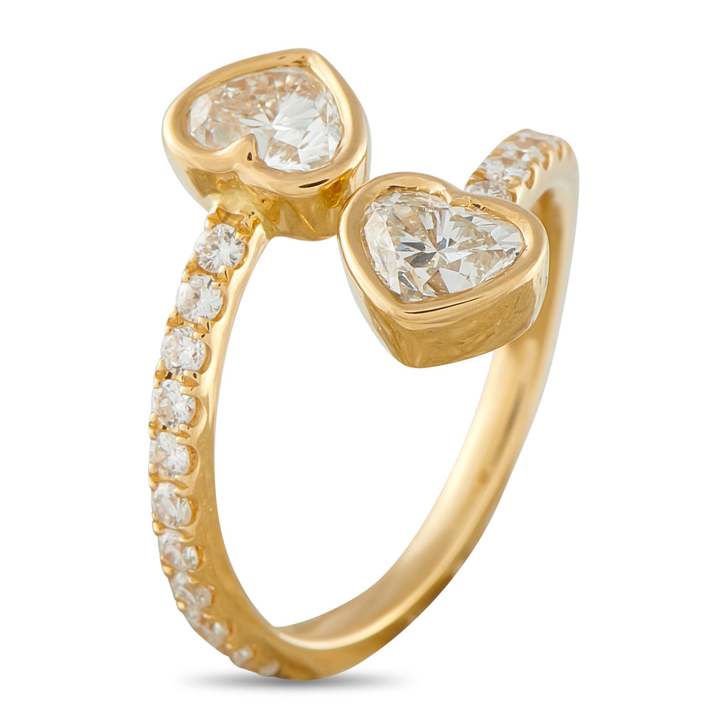 18K Yellow Gold 1.55ct Diamond Bypass Heart Ring