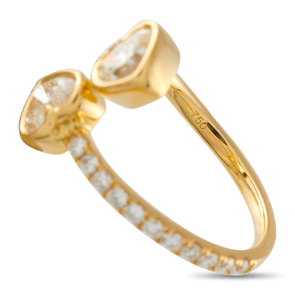 18K Yellow Gold 1.55ct Diamond Bypass Heart Ring