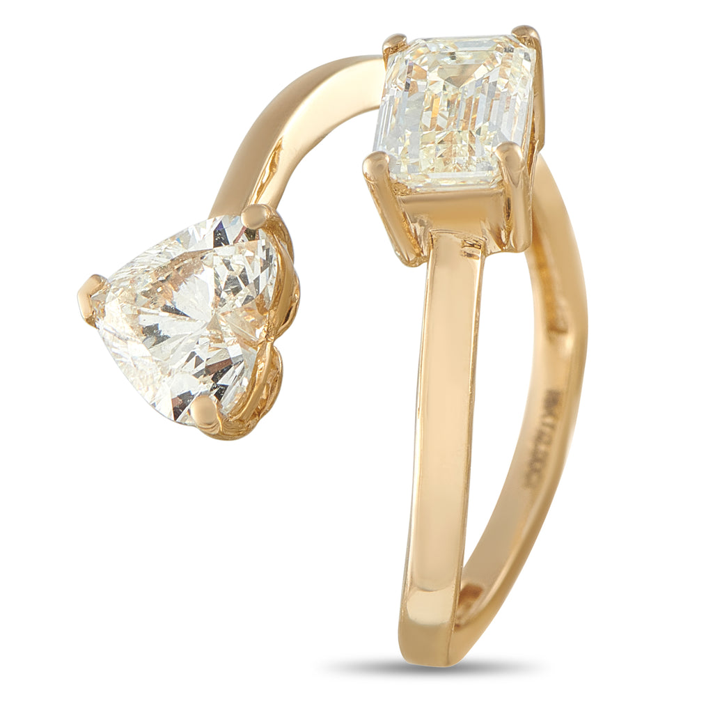 18K Yellow Gold 2.0ct Diamond Bypass Ring