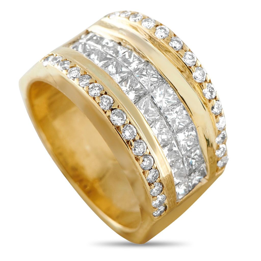 Exclusive  18K Yellow Gold 2.10ct Diamond Multi-Row Band