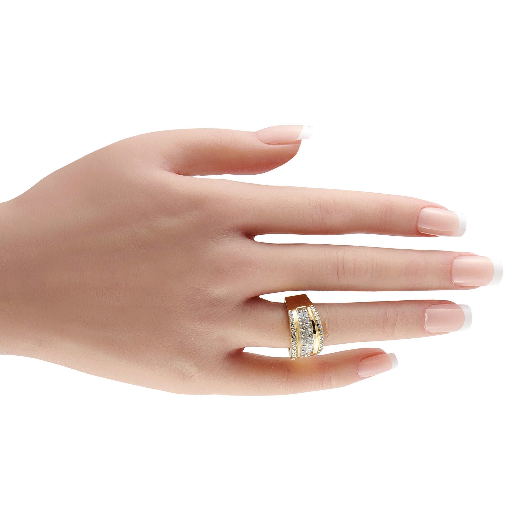 18K Yellow Gold 2.10ct Diamond Multi-Row Band