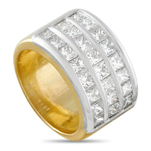 18K Yellow Gold 2.88ct Diamond Three-Row Princess Cut Channel Band