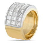 18K Yellow Gold 2.88ct Diamond Three-Row Princess Cut Channel Band