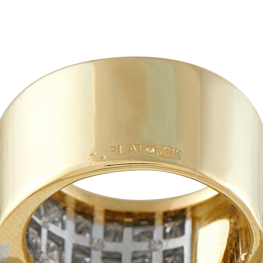 18K Yellow Gold 2.88ct Diamond Three-Row Princess Cut Channel Band