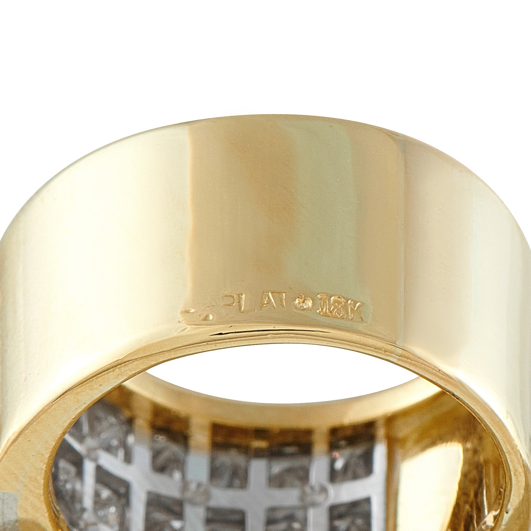 18K Yellow Gold 2.88ct Diamond Three-Row Princess Cut Channel Band