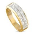 18K yellow gold diamond ring with a pavé-set wide band