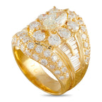 18K yellow gold diamond ring with marquise center and pave halo
