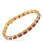 Exclusive 18K Yellow Gold 1.50ct Diamond and Ruby Bracelet MF02-032725 – Introducing a yellow gold bracelet designed with geo