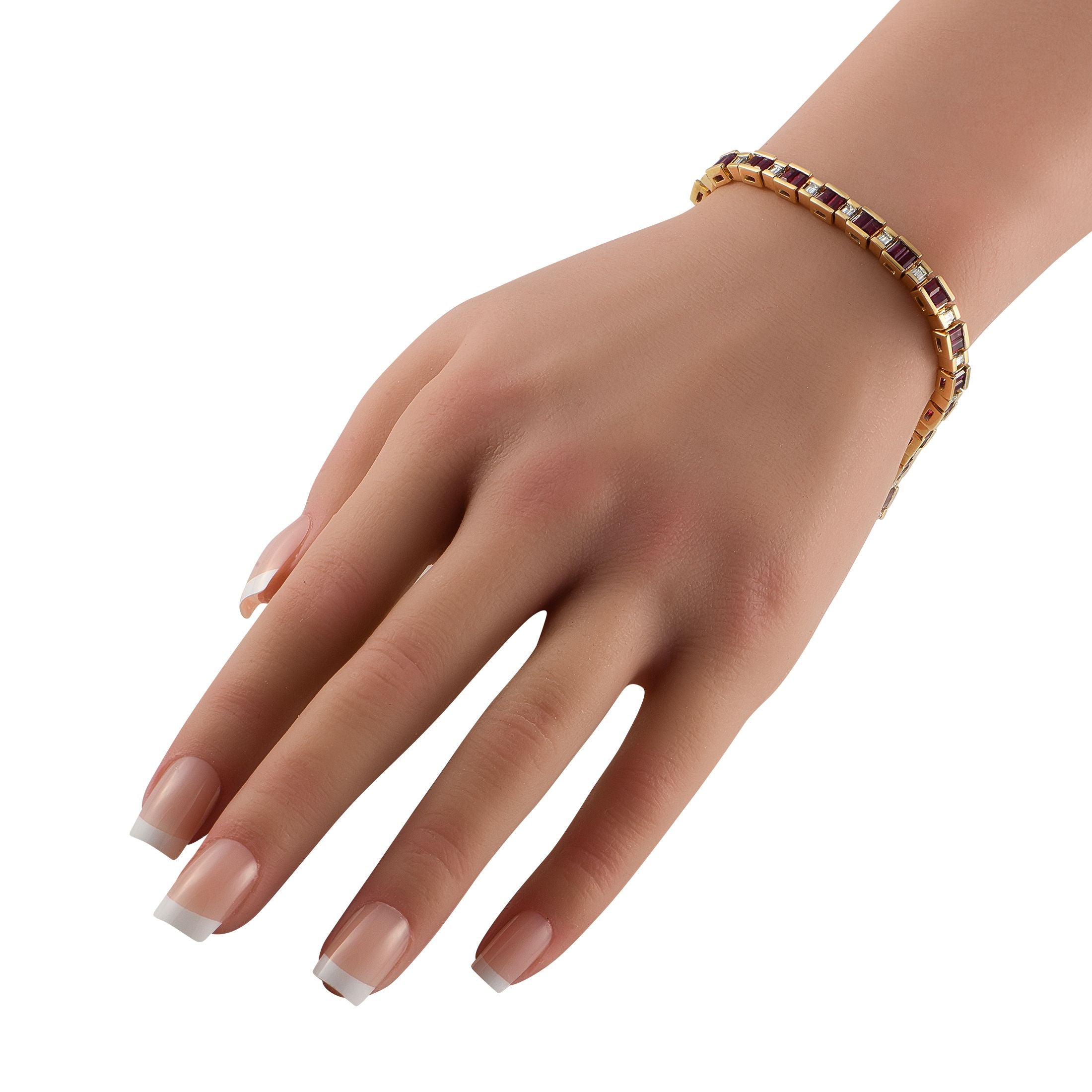 Exclusive 18K Yellow Gold 1.50ct Diamond and Ruby Bracelet