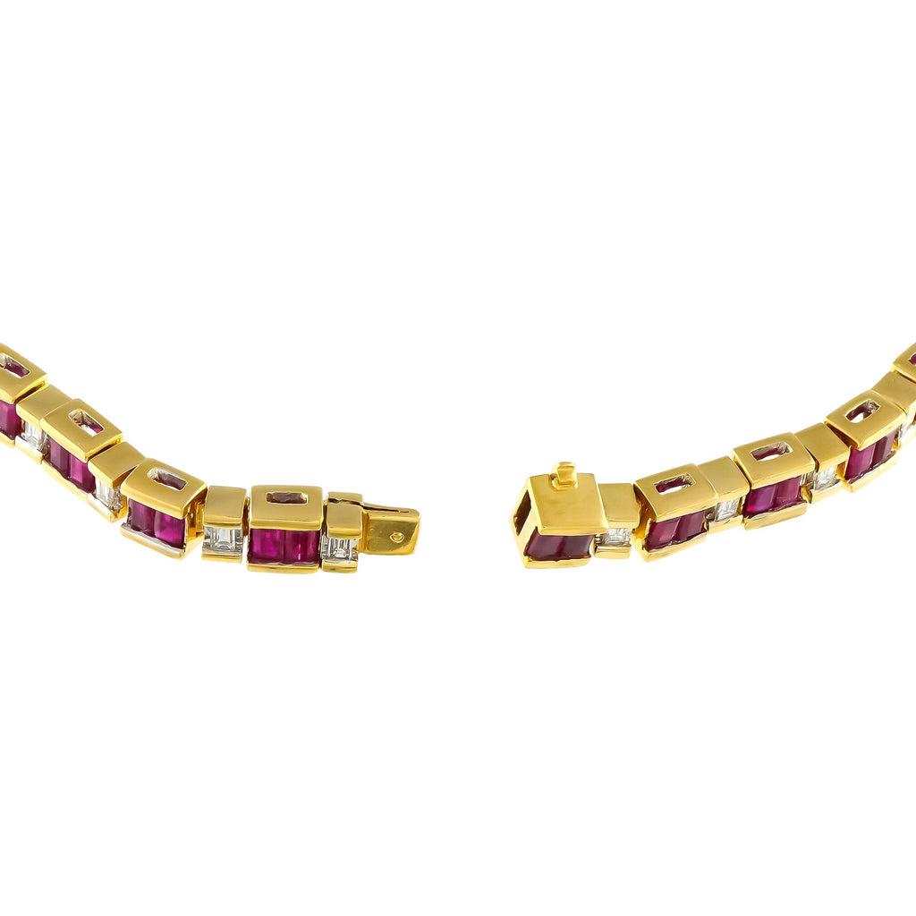 Exclusive 18K Yellow Gold 1.50ct Diamond and Ruby Bracelet