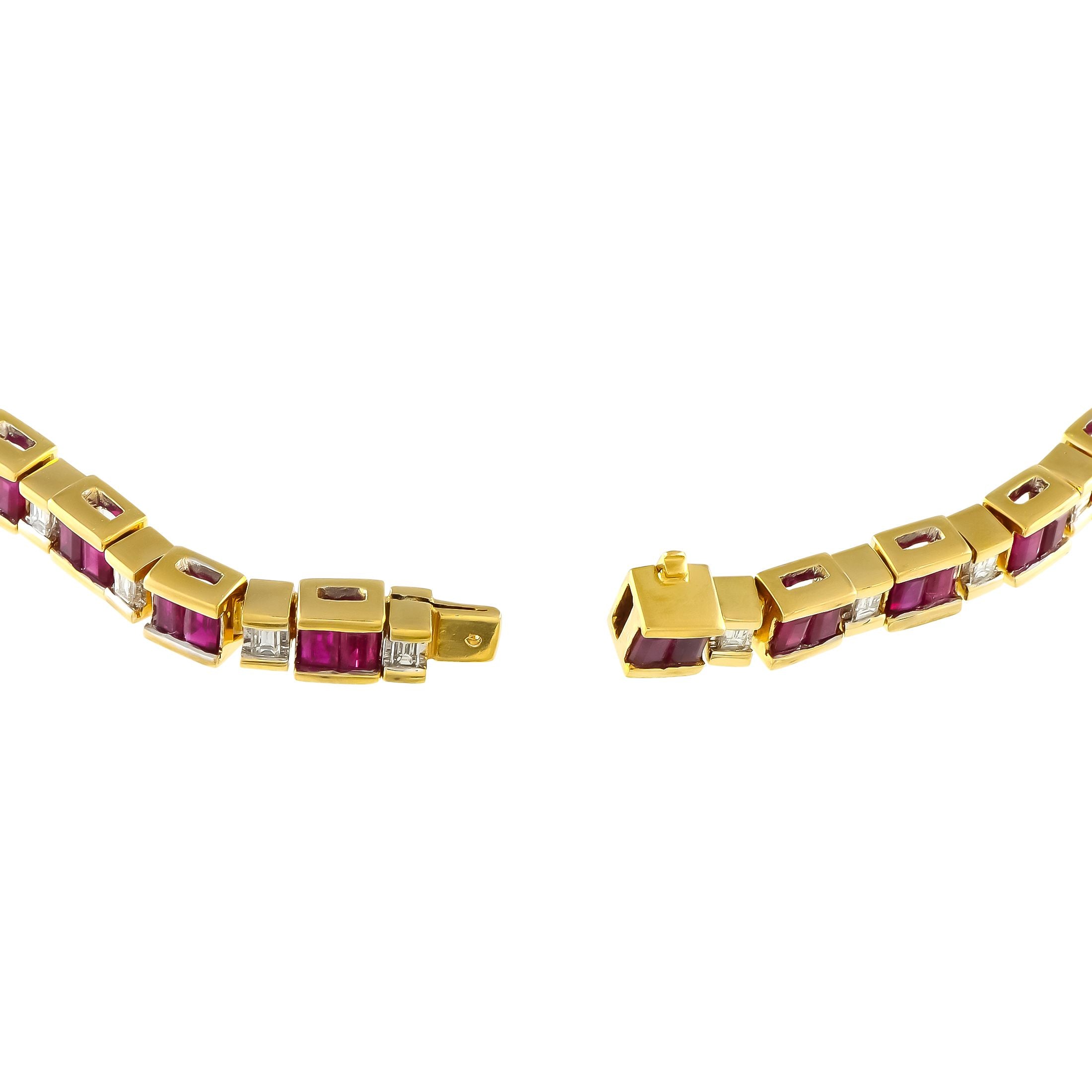 Exclusive 18K Yellow Gold 1.50ct Diamond and Ruby Bracelet